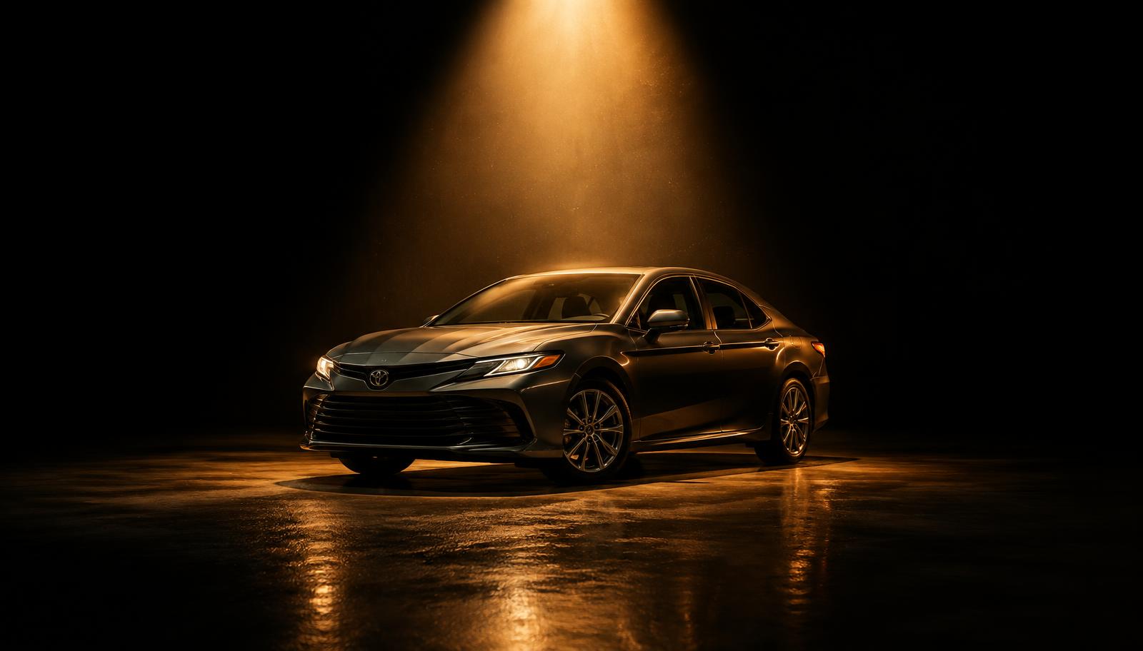 A car in the Mati Autosale showroom, lit by a spotlight